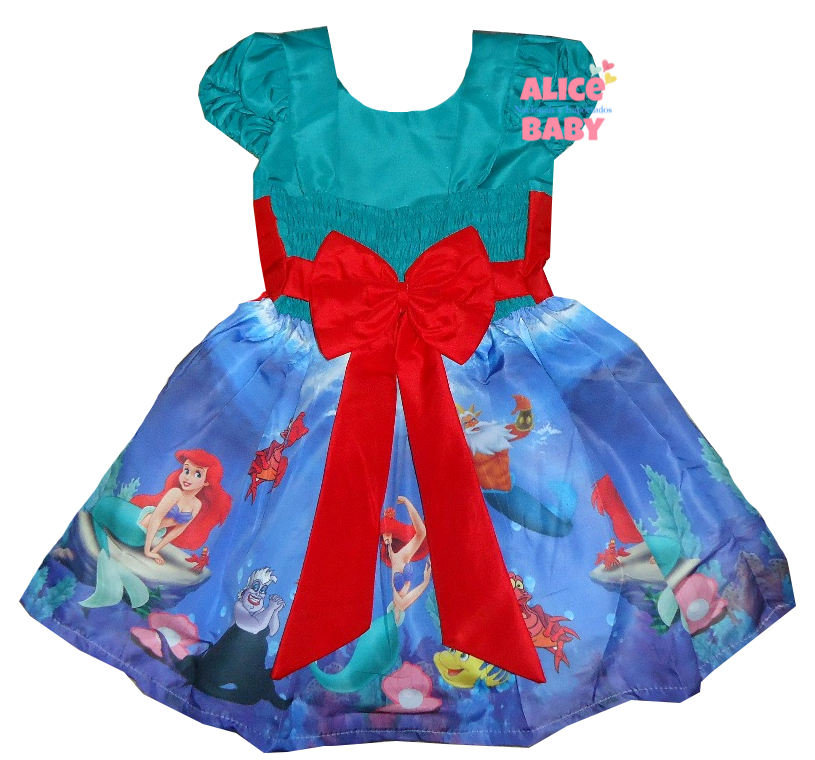 vestido pequena sereia ariel