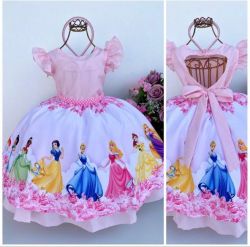 Vestido Festa Princesas Disney + Tiara Mod.4 Puzzle