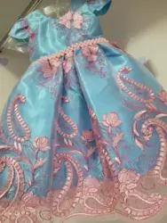 Vestido Festa Realeza Azul e Rosa