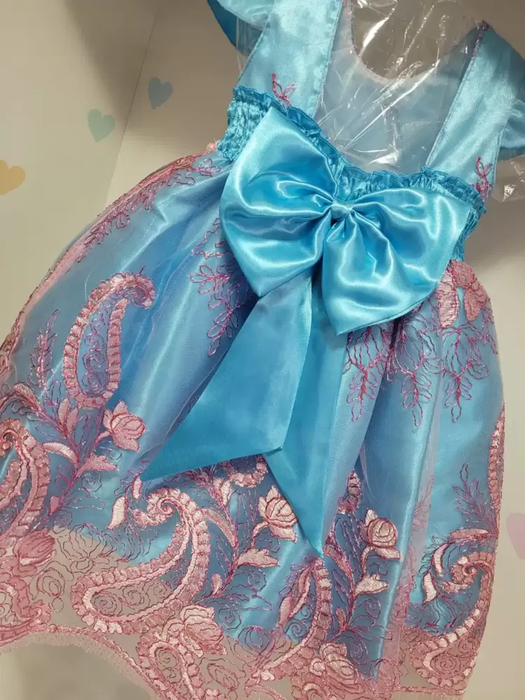 Alice Baby - Vestido Festa Realeza Azul e Rosa